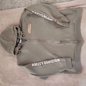 Men's XLarge Harley-Davidson Zip Up Hoodie, Khaki Color